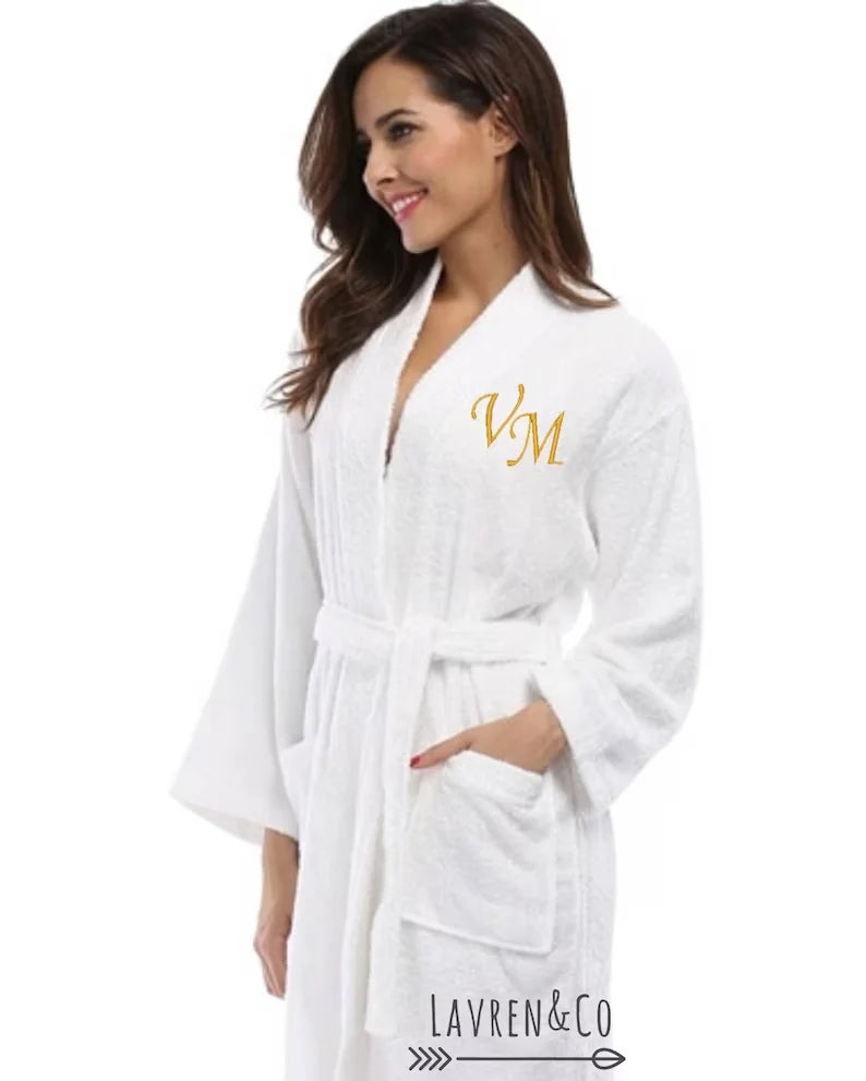 Peignoir Personnalisé Couple - Broderie Prénom sur Éponge Premium
