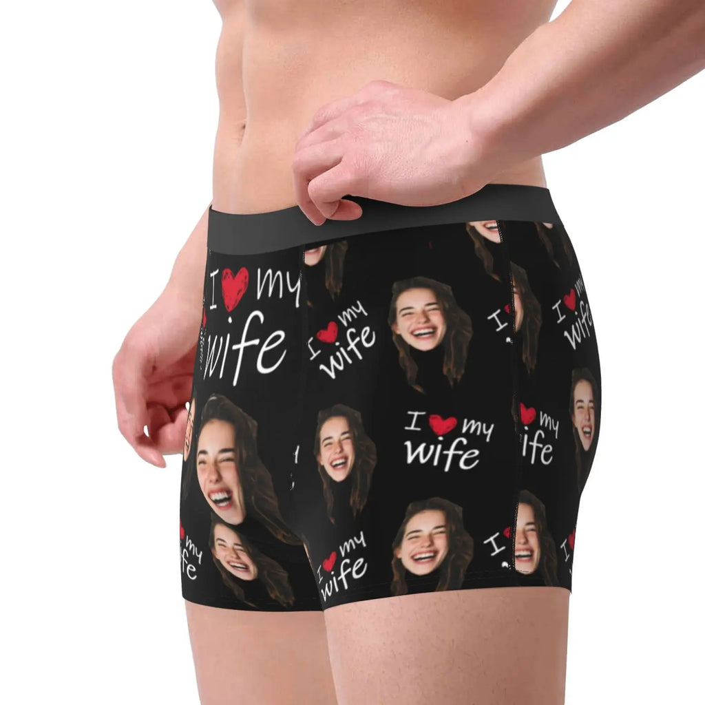 Boxer Homme Personnalisé Photo Visage - Sous-Vêtement Humoristique | Cadeau Saint-Valentin