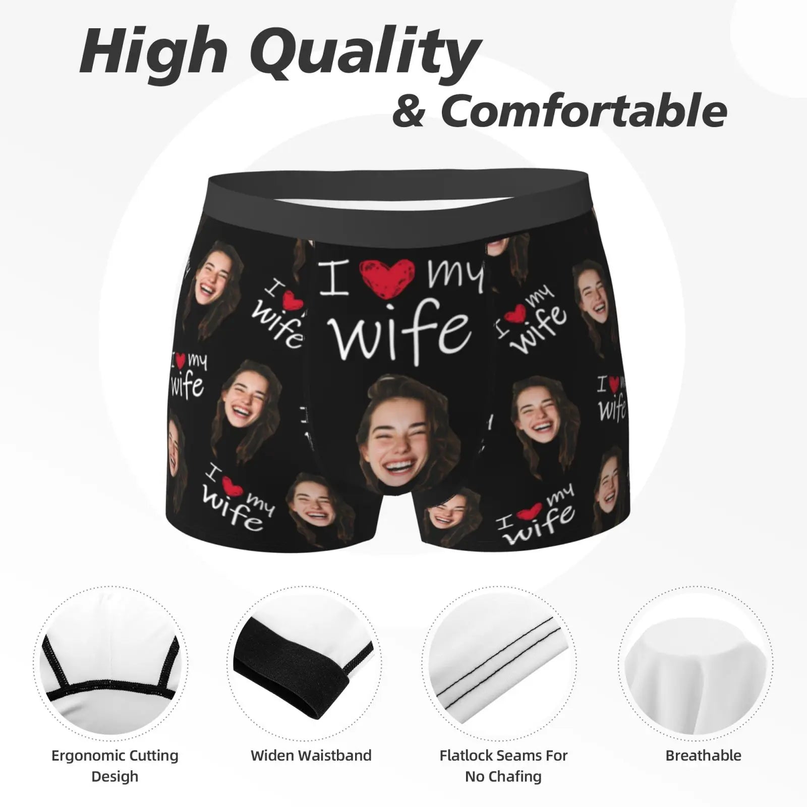 Boxer Homme Personnalisé Photo Visage - Sous-Vêtement Humoristique | Cadeau Saint-Valentin