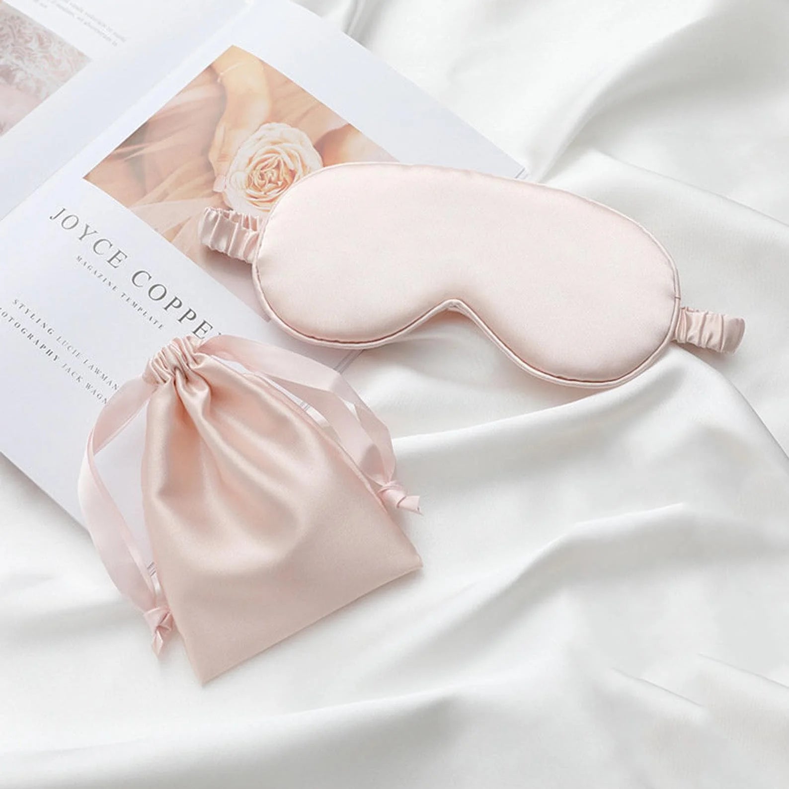 Masque Sommeil Soie Personnalisé Monogramme - Cadeau Demoiselle d'Honneur avec Sac