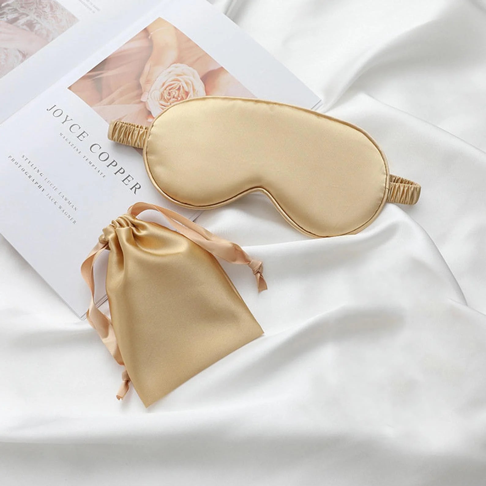 Masque Sommeil Soie Personnalisé Monogramme - Cadeau Demoiselle d'Honneur avec Sac