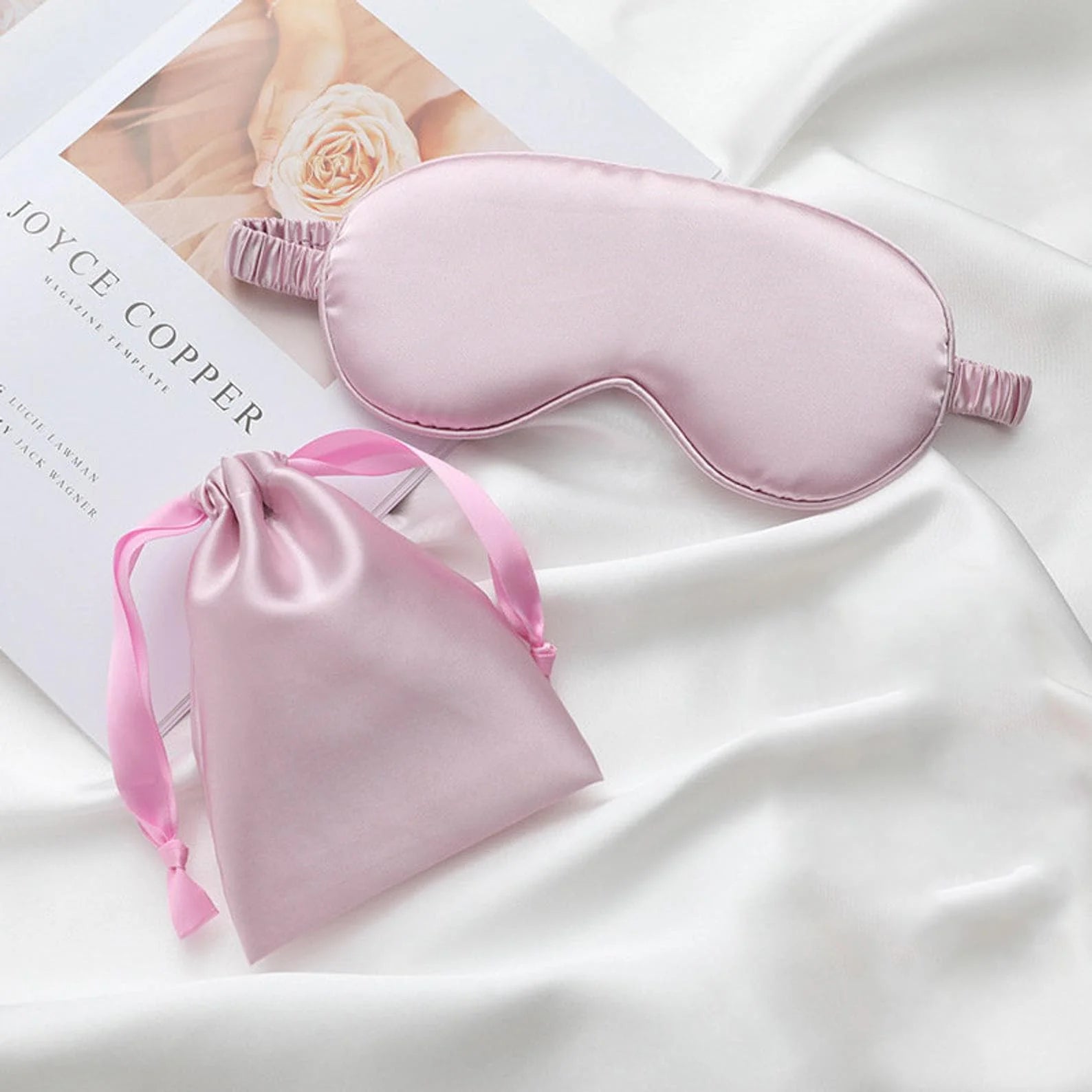 Masque Sommeil Soie Personnalisé Monogramme - Cadeau Demoiselle d'Honneur avec Sac