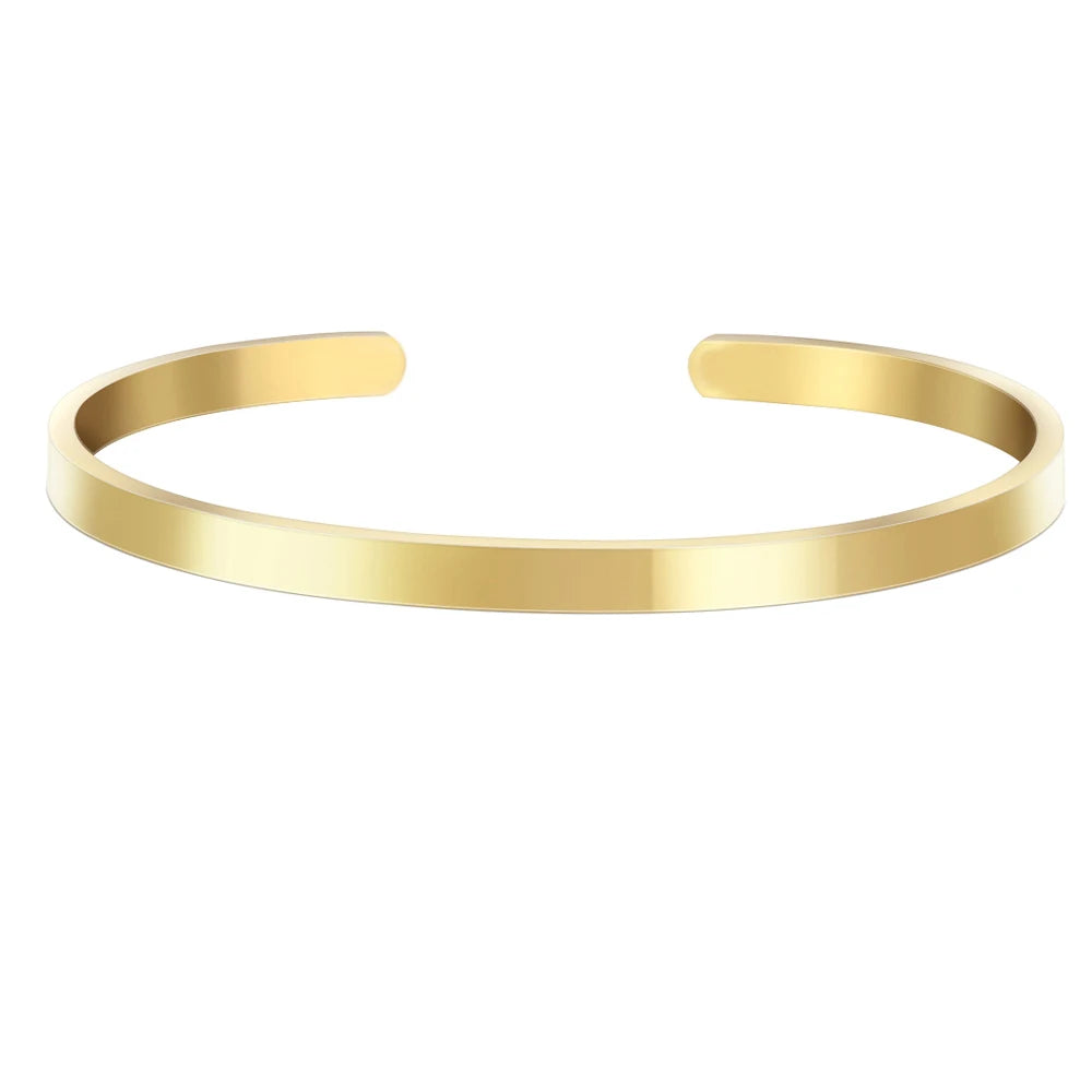 Bracelet Femme Personnalisé Gravé Prénom Acier Inoxydable - Jonc Cadeau