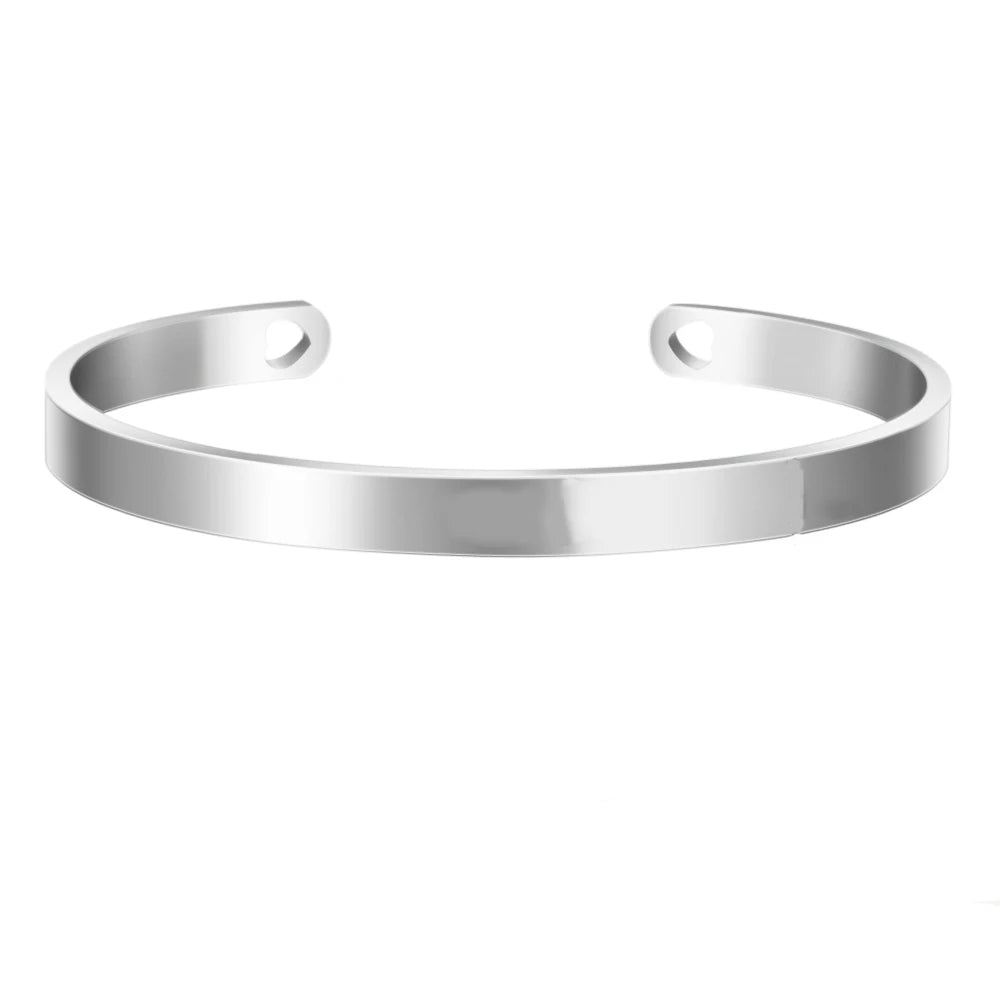 Bracelet Femme Personnalisé Gravé Prénom Acier Inoxydable - Jonc Cadeau
