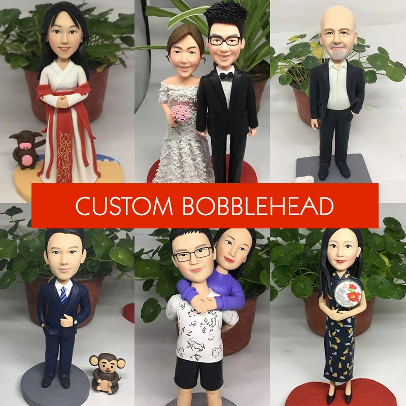 Figurine Bobblehead Personnalisée Garçon Pâte Polymère 23cm - Cadeau Bureau