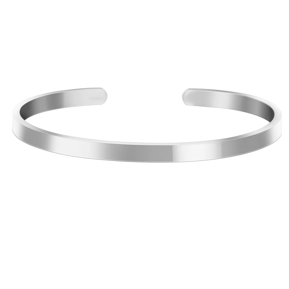 Bracelet Femme Personnalisé Gravé Prénom Acier Inoxydable - Jonc Cadeau