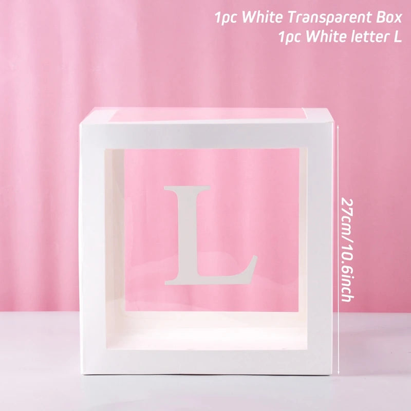 Boîte Ballons Lettres Transparente - Décoration Anniversaire Baby Shower