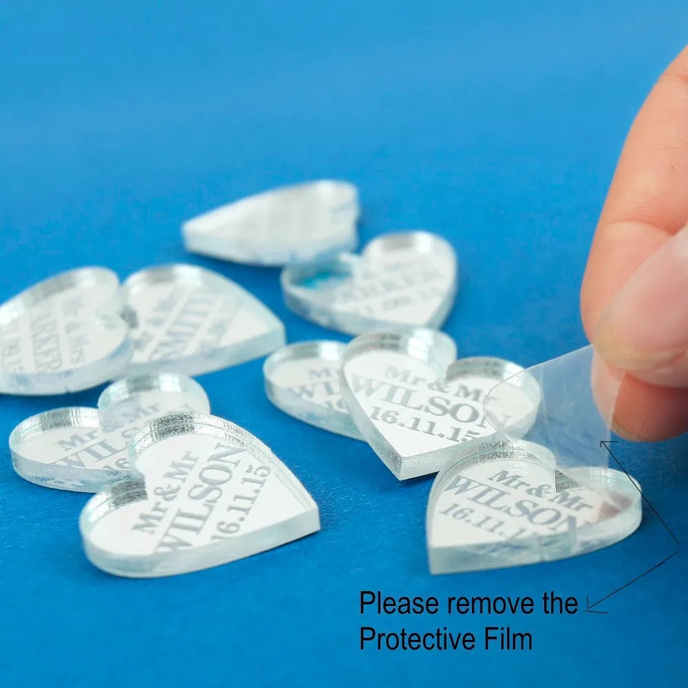 Étiquettes Baptême Personnalisées Miroir Acrylique Croix Prénom - Lot 20/50/100