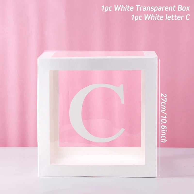 Boîte Ballons Lettres Transparente - Décoration Anniversaire Baby Shower