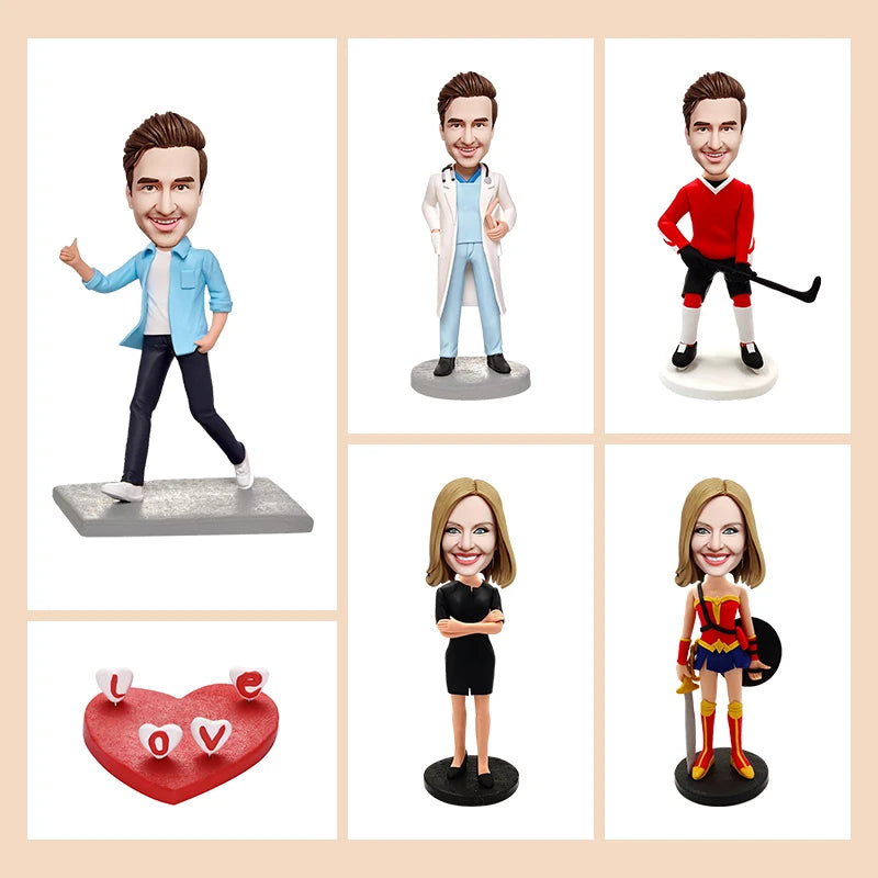 Figurine Bobblehead Personnalisée Garçon Pâte Polymère 23cm - Cadeau Bureau