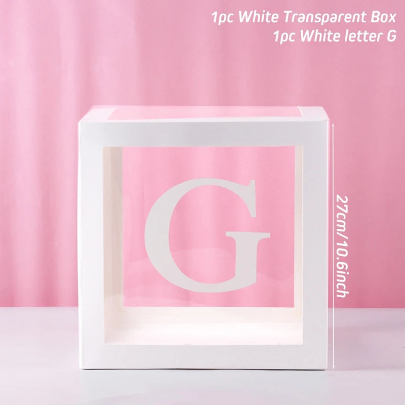 Boîte Ballons Lettres Transparente - Décoration Anniversaire Baby Shower