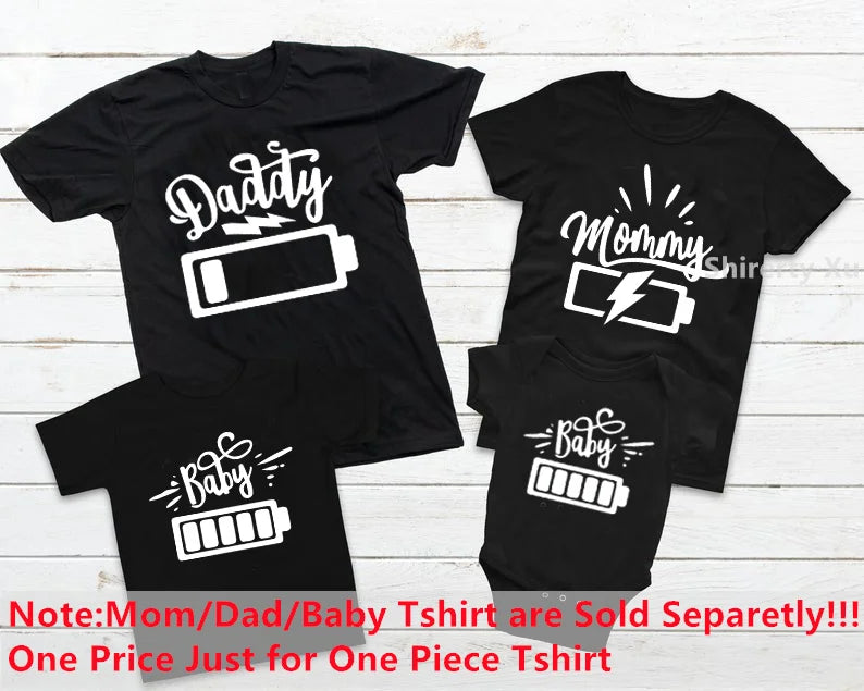 T-Shirts Assortis Famille Motif Batterie - Tenues Père Mère Enfant Bébé
