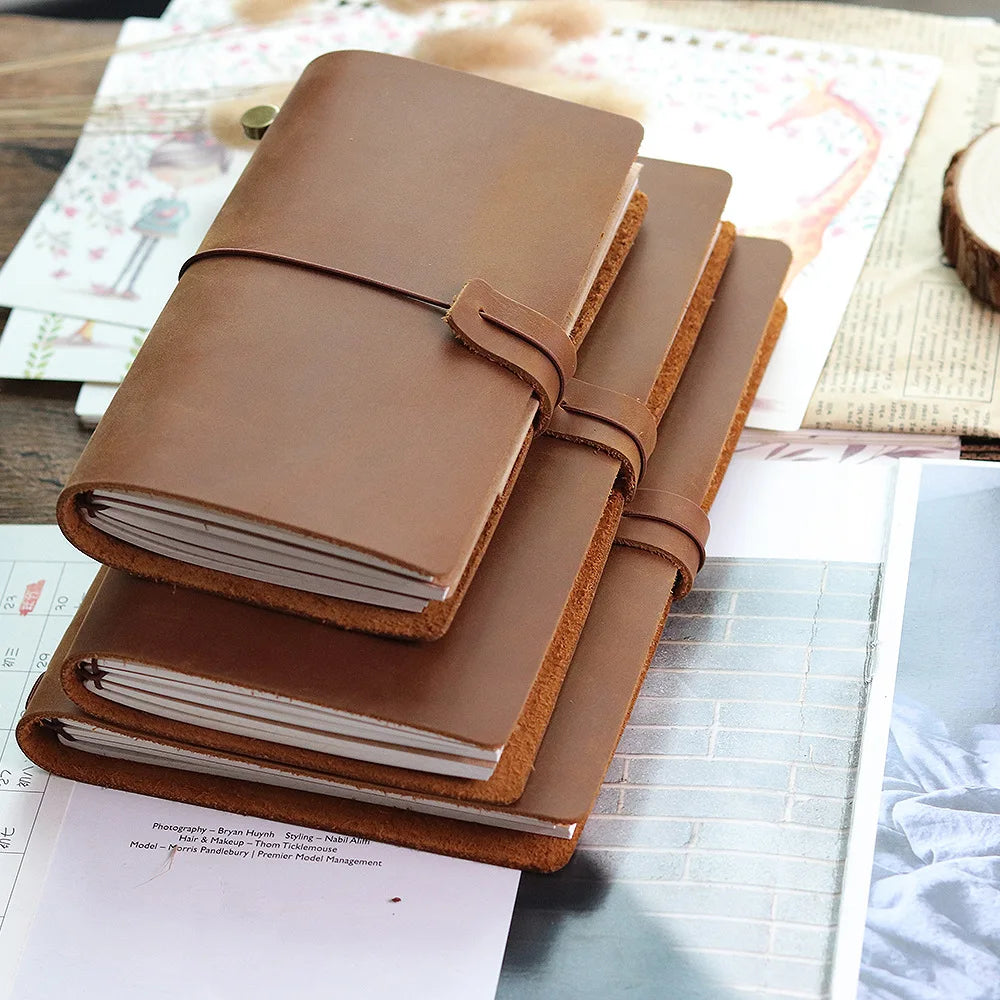 Journal Cuir Véritable 100% Rechargeable DIY - Carnet Voyage Rétro Personnalisé