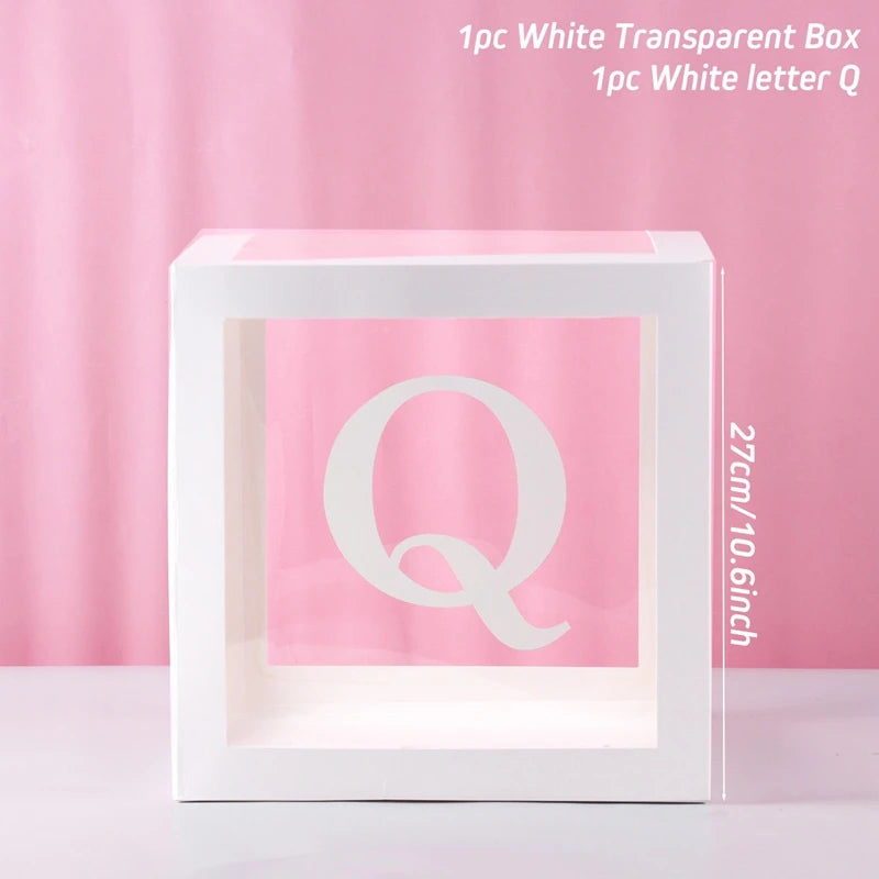 Boîte Ballons Lettres Transparente - Décoration Anniversaire Baby Shower