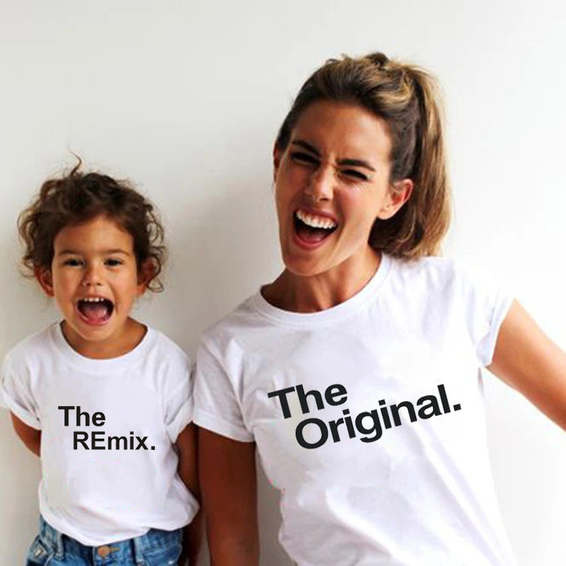 T-Shirts Assortis Famille Original Remix - Tenues Père Mère Enfant Bébé - Cadeau Fête des Pères