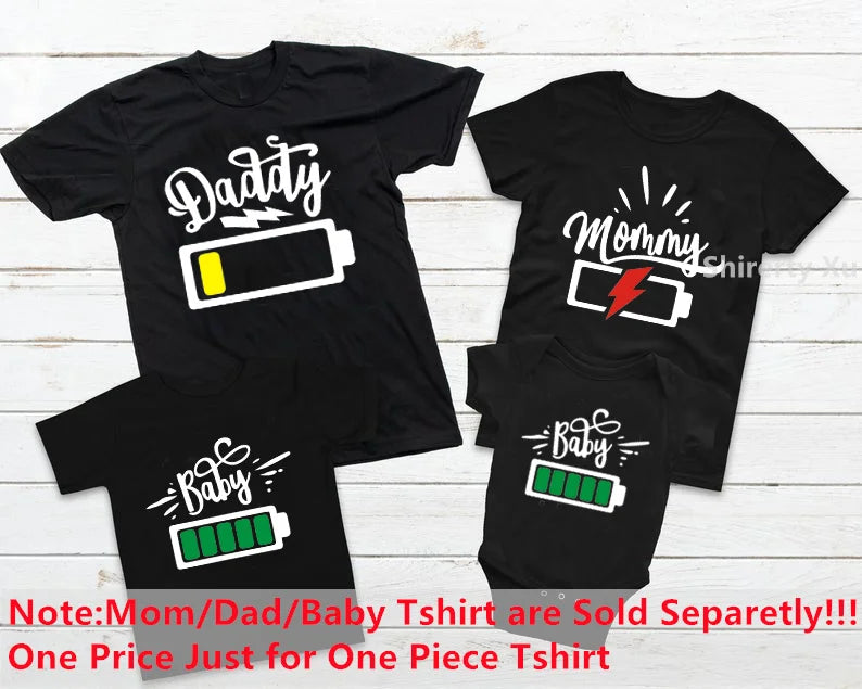 T-Shirts Assortis Famille Motif Batterie - Tenues Père Mère Enfant Bébé