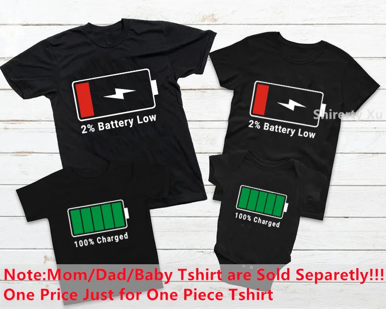 T-Shirts Assortis Famille Motif Batterie - Tenues Père Mère Enfant Bébé
