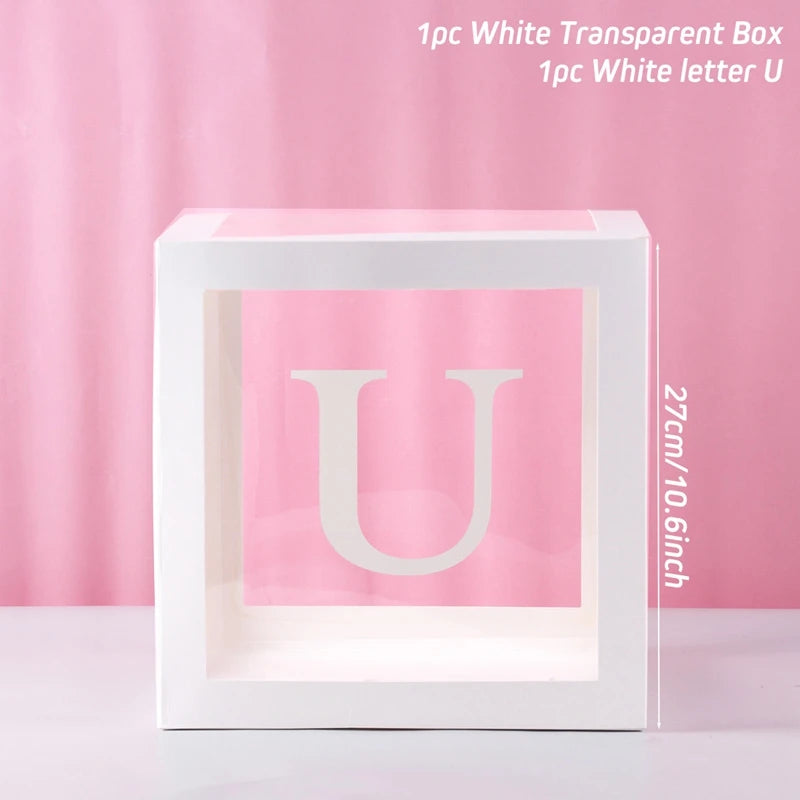 Boîte Ballons Lettres Transparente - Décoration Anniversaire Baby Shower