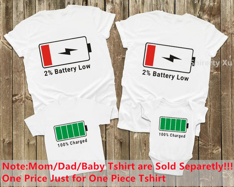 T-Shirts Assortis Famille Motif Batterie - Tenues Père Mère Enfant Bébé