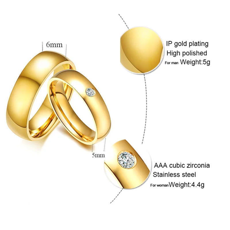 Alliances Mariage Personnalisées Gravure Prénom Or - Bagues Couple Acier Inoxydable Anniversaire
