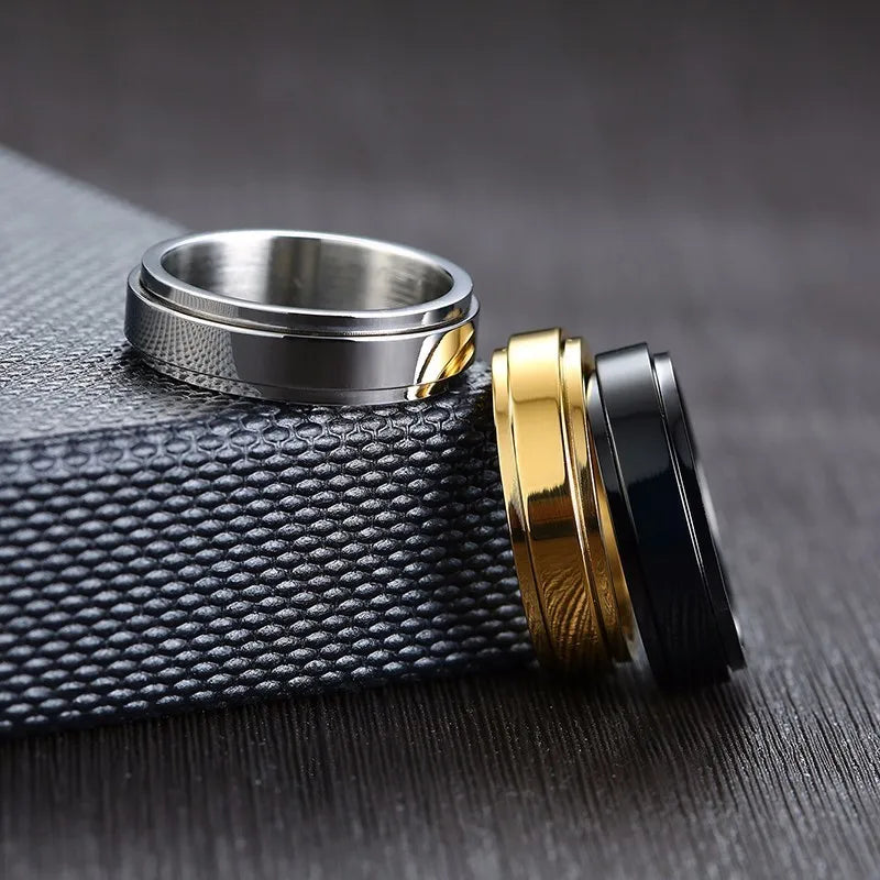 Bague Spinner 6mm Acier Inoxydable - Gravure Personnalisée Prénom ou Date