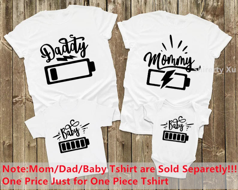 T-Shirts Assortis Famille Motif Batterie - Tenues Père Mère Enfant Bébé
