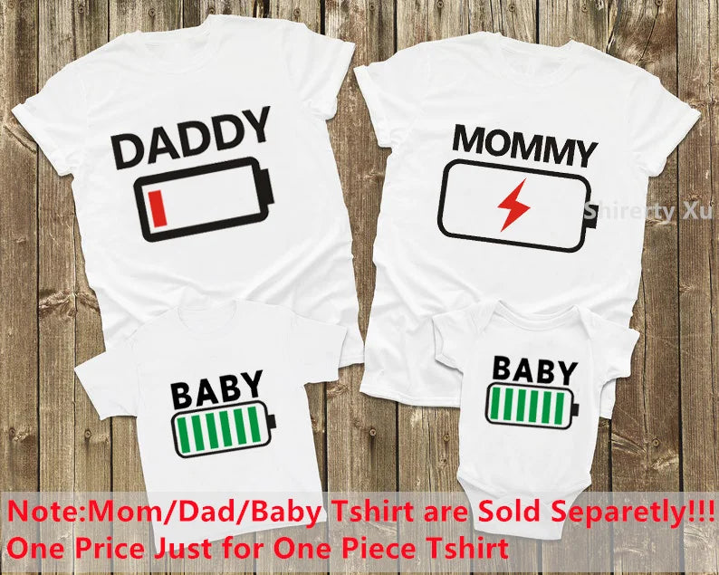 T-Shirts Assortis Famille Motif Batterie - Tenues Père Mère Enfant Bébé