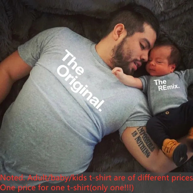 T-Shirts Assortis Famille Original Remix - Tenues Père Mère Enfant Bébé - Cadeau Fête des Pères