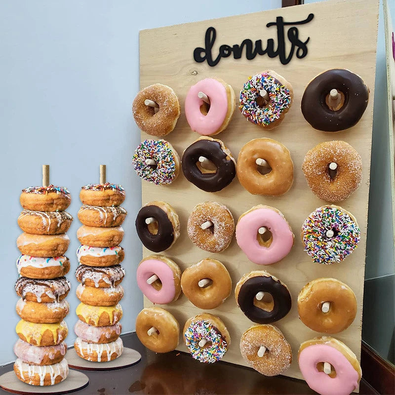 Mur à Donuts en Bois DIY - Présentoir Rustique Mariage Baby Shower Anniversaire - Décoration Table