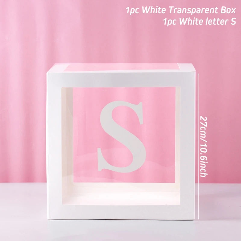 Boîte Ballons Lettres Transparente - Décoration Anniversaire Baby Shower