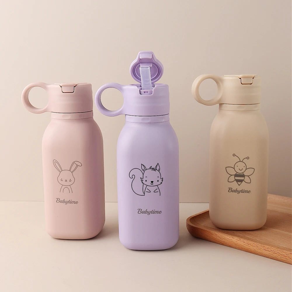 Gourde Personnalisable 450ml avec Paille Silicone - Bouteille Étanche Motif Arc-en-Ciel Enfant & Adulte