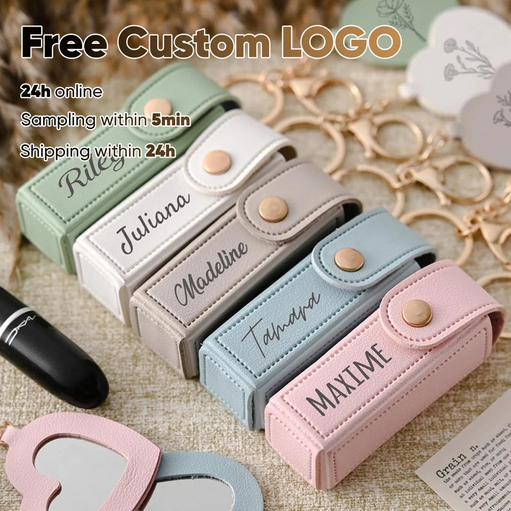 Étui Rouge à Lèvres Personnalisé Miroir Porte-Clés - Cadeau Demoiselle d'Honneur