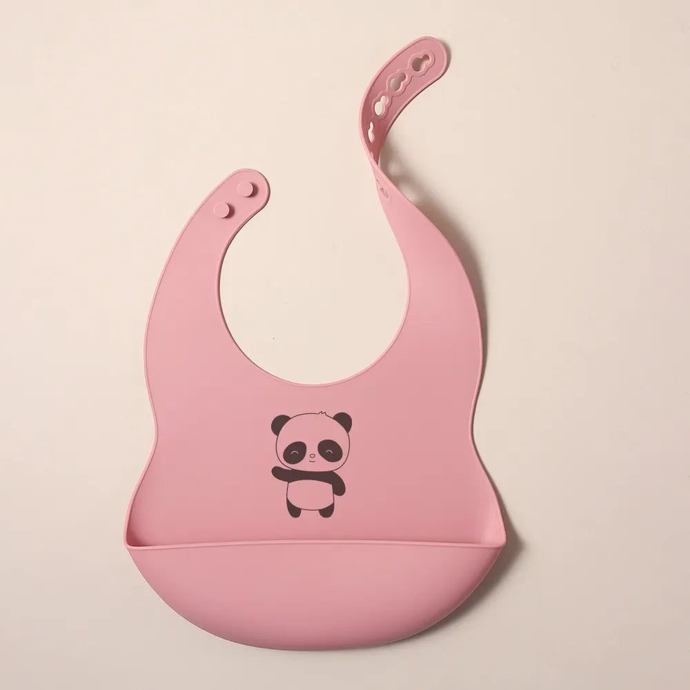 Bavoir Silicone Bébé Personnalisé Prénom - Alimentaire Motif Cartoon | Panda Bleu