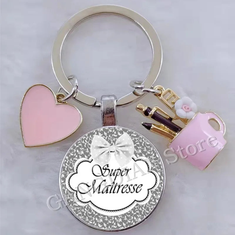 Porte-Clés Merci Maîtresse - Cadeau Fin d'Année Scolaire Personnalisable