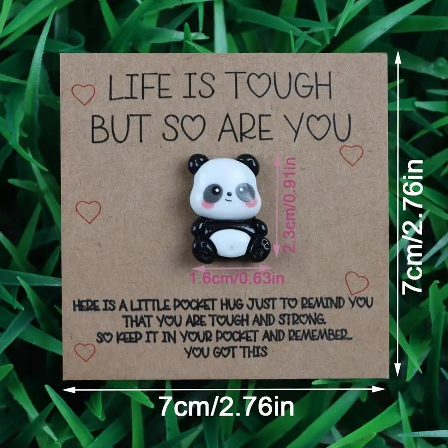Porte-clés Panda Résine avec Carte Pocket Hug - Cadeau Motivant Citation Inspirante Amis & Famille