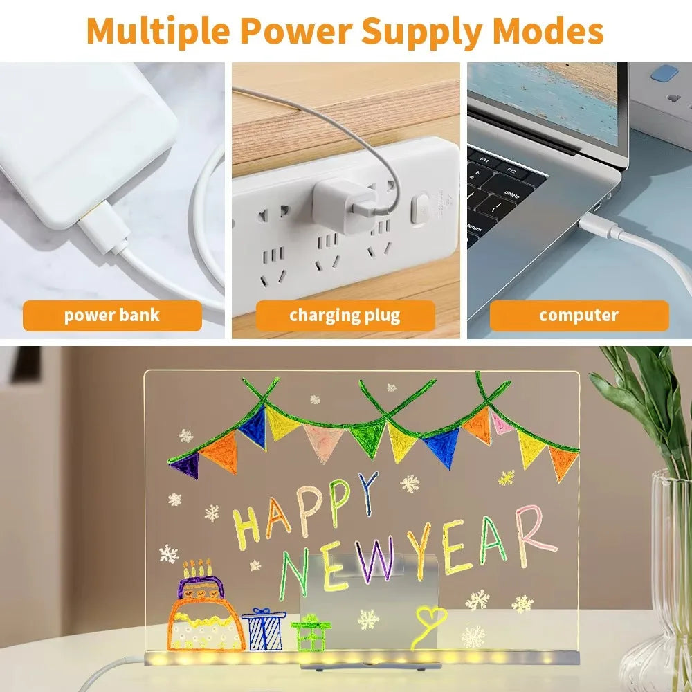 Tableau Lumineux LED Personnalisable - Message Effaçable USB pour Décoration & Cadeaux