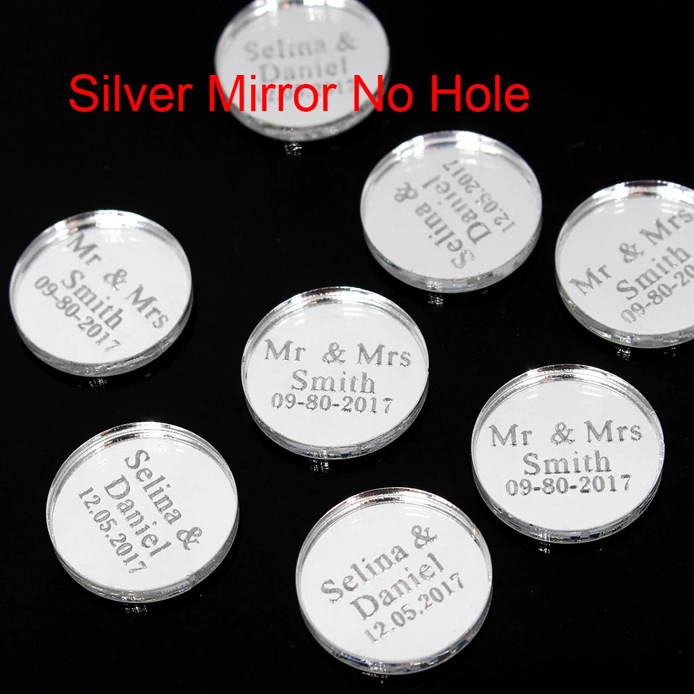 30 Confettis Ronds Personnalisés Or/Argent - Logo sur Mesure Mariage Baptême