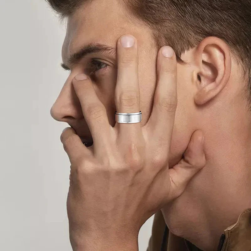 Bague Spinner 6mm Acier Inoxydable - Gravure Personnalisée Prénom ou Date