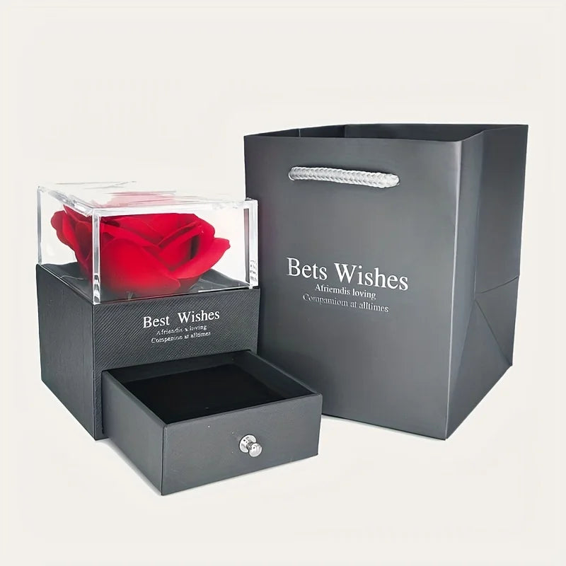 Collier Luxe Zircon Rouge Or Rose avec Coffret Cadeau - Bijou Je t'aime Saint-Valentin Mariage