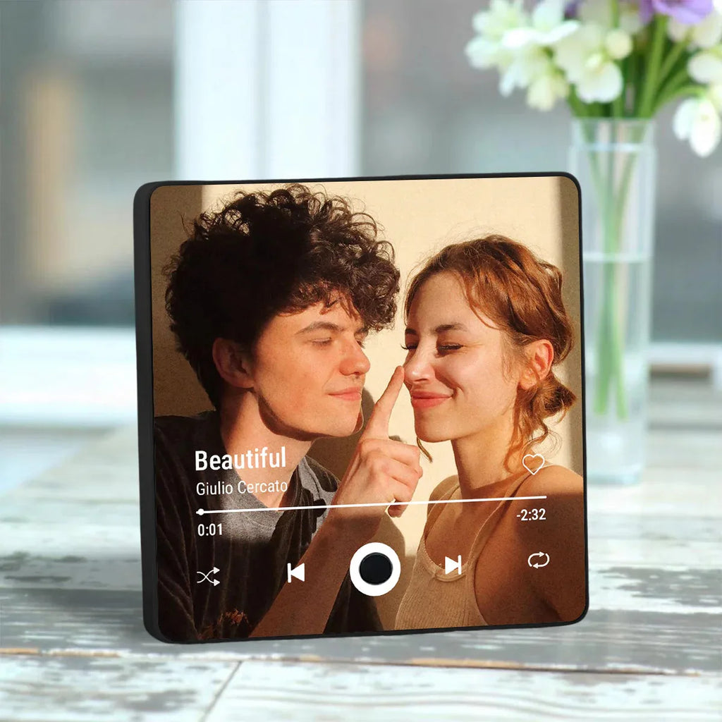 Magnet Photo Musique Personnalisé avec Cadre - Cadeau Noël Saint-Valentin