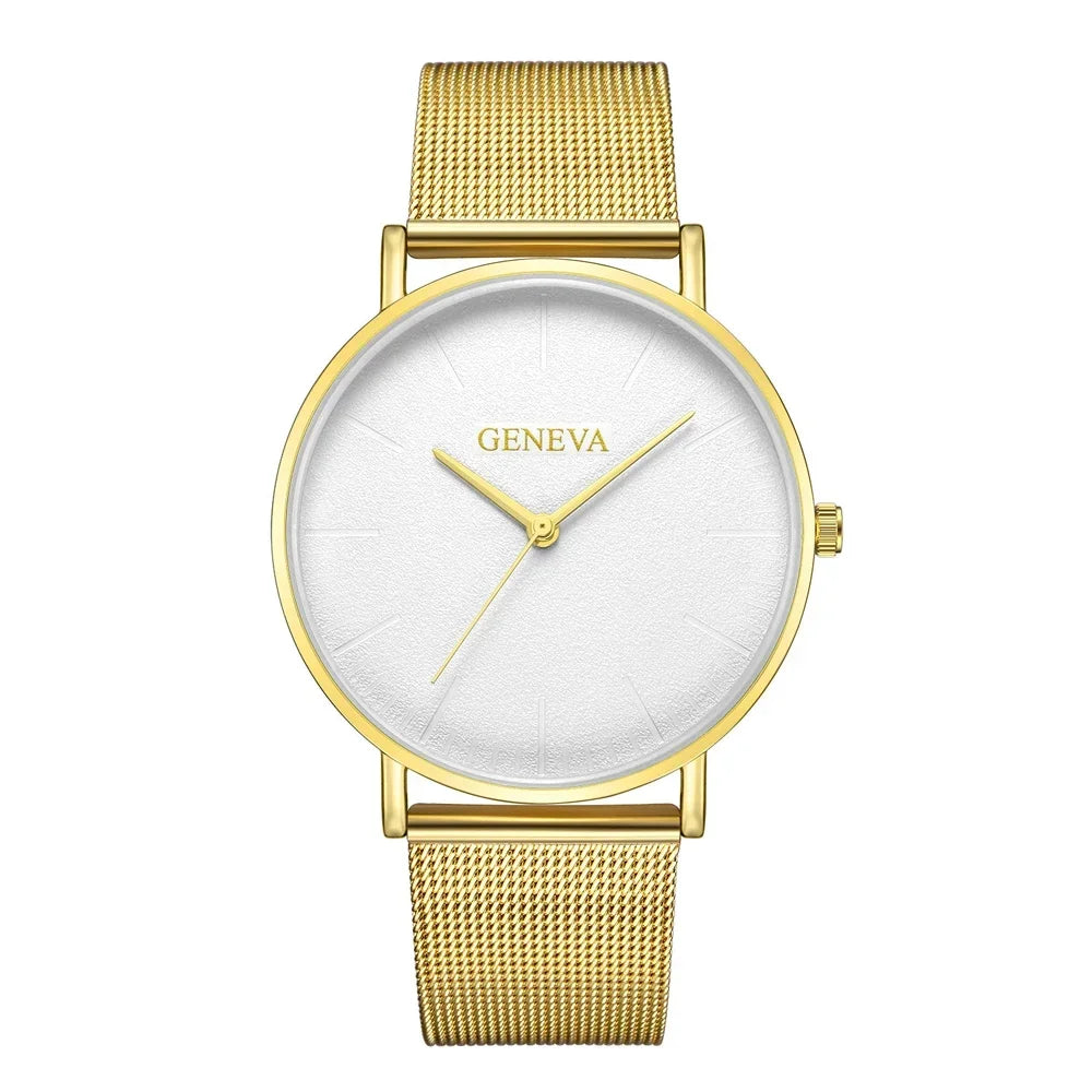 Montre Femme Vintage Quartz - Bracelet Acier Or Rose - Cadran Classique Élégant Casual