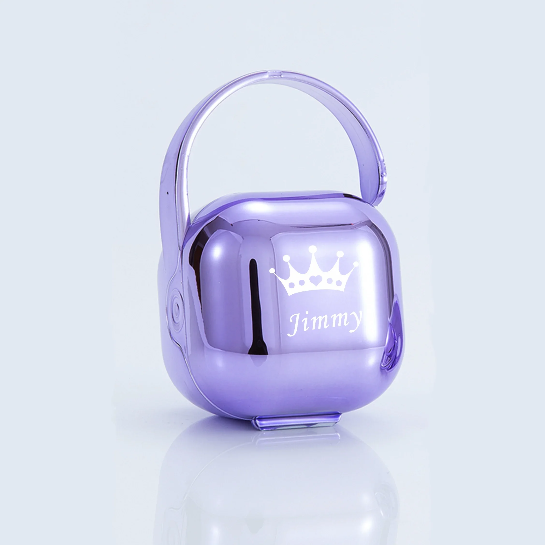 Boîte à Tétine Personnalisée Argentée Strass + Clip - Cadeau Naissance Luxe Baby Shower Sans BPA