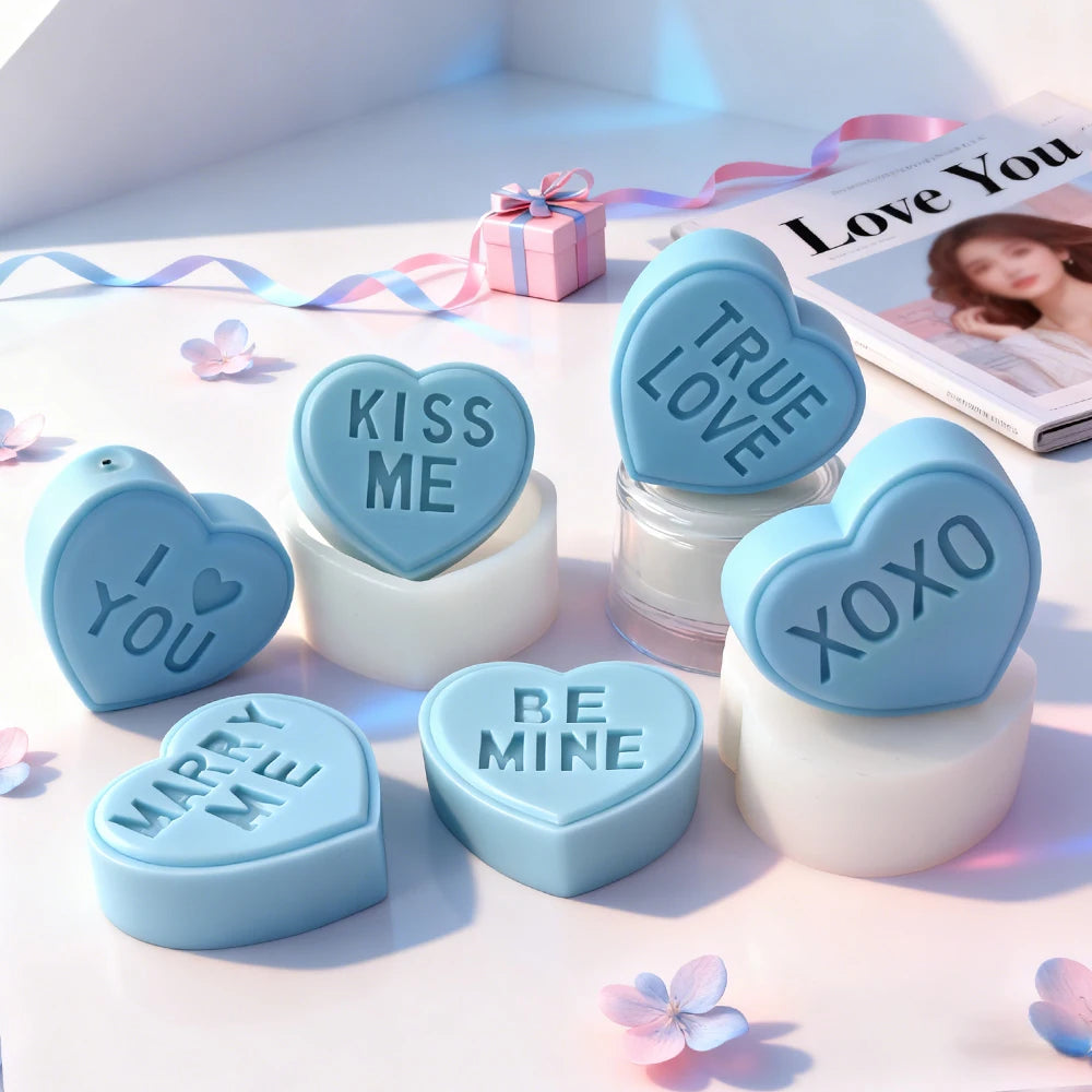 Moule Silicone Cœur & Lettres Saint-Valentin - DIY Bougies Résine Plâtre