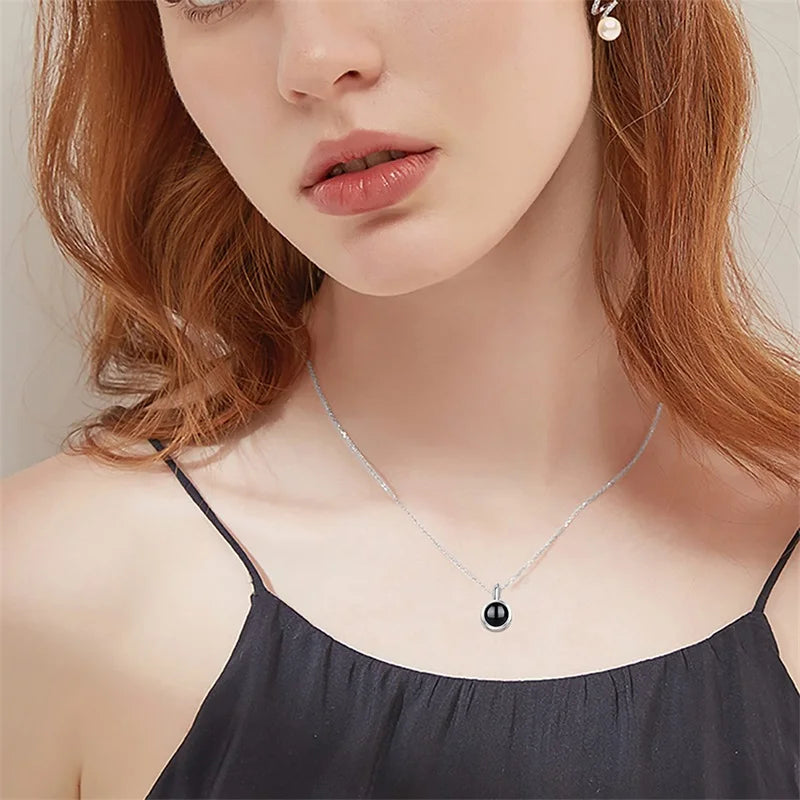 Collier Projection Photo Personnalisé Je t'aime 100 Langues - Cadeau Femme