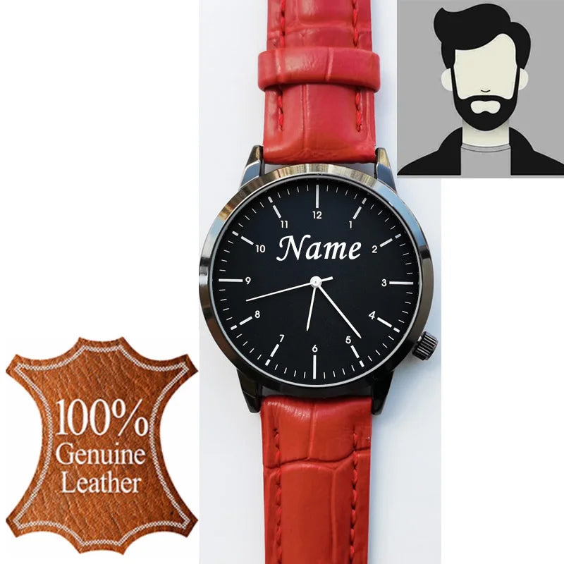 Montre Personnalisée Gravée Homme Femme - Étanche 3ATM Nom Logo sur Mesure - Cadeau Unique