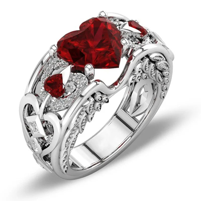 Bague Argent 925 Cœurs Multicolores Zircon - Cadeau Maman & Mariage