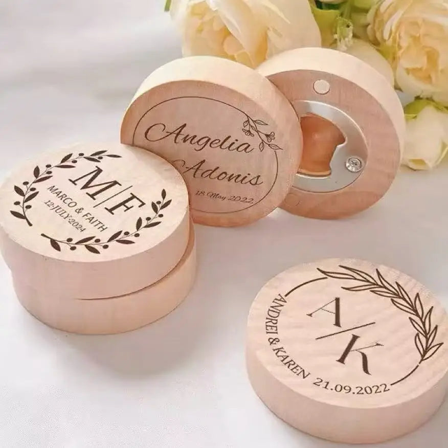 Décapsuleur Magnet Bois Personnalisé Logo Gravé - Cadeau Mariage Invités