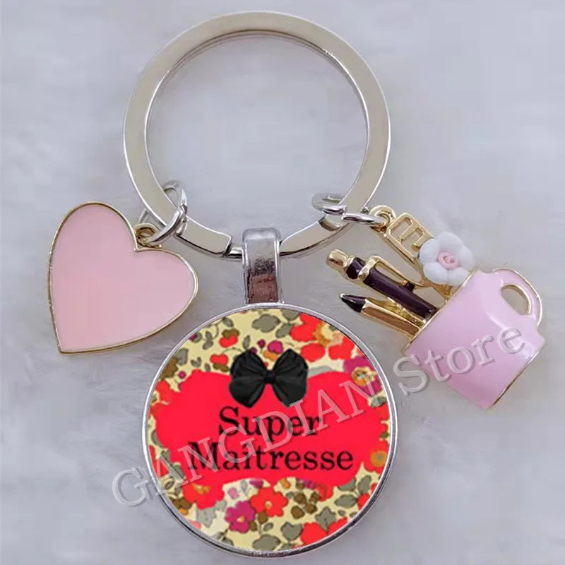 Porte-Clés Merci Maîtresse - Cadeau Fin d'Année Scolaire Personnalisable