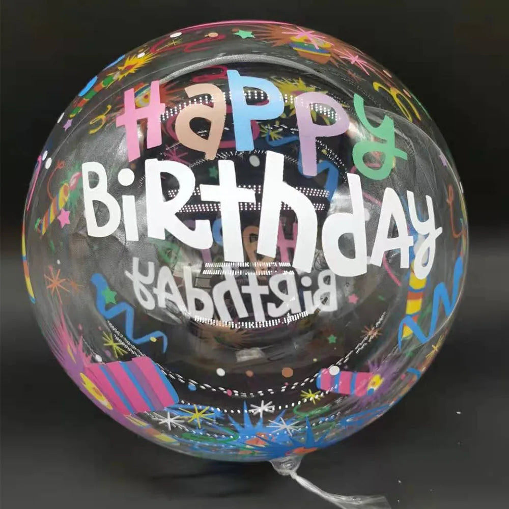 Ballons Bobo Transparents Imprimés 50cm Lot 10 - Mariage Anniversaire Décoration