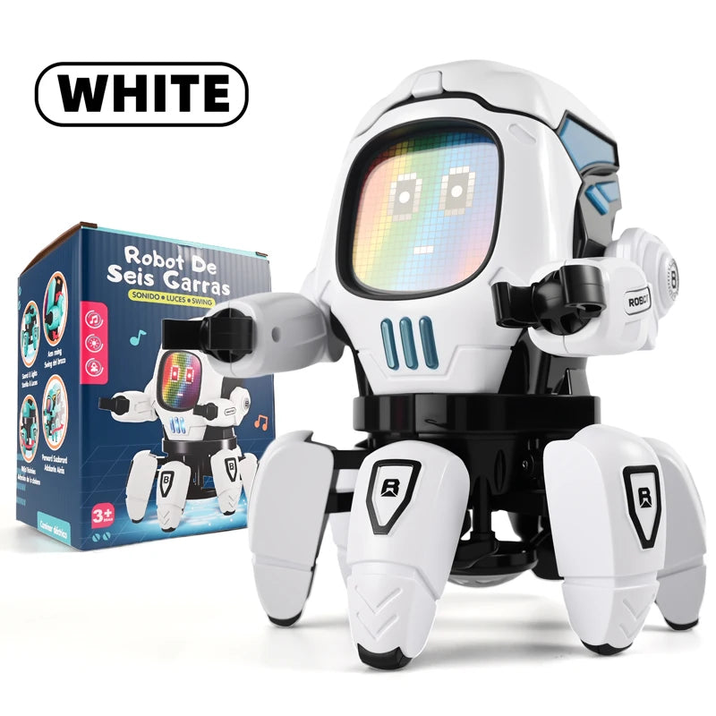 Robot Dansant LED Musical Pieuvre 6 Pattes - Jouet Éducatif Enfant Cadeau Anniversaire